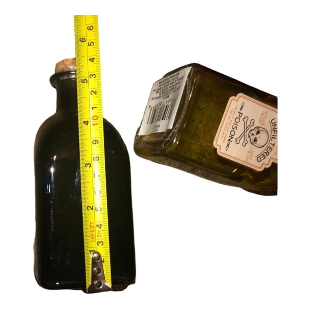 2 Hocus Pocus green‎ & black cork stopper glass jars for craft decor decorating